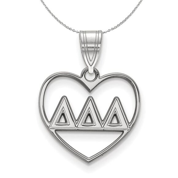 Sterling Silver Delta Delta Delta Heart Greek Necklace - 24 Inch - Picture 1 of 8